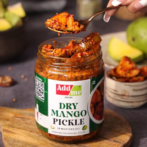 Image of Add Me Dry Mango Pickle 500g Homemade Aam ka Sukha Achar 500 gm classic mother made recipe Glass Jar