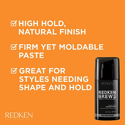 Redken Brews Molding Paste For Men, High Hold, Natural Finish Pack of 3