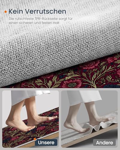 Tapis de décoration bourgogne motifs floraux complexes chic - 6