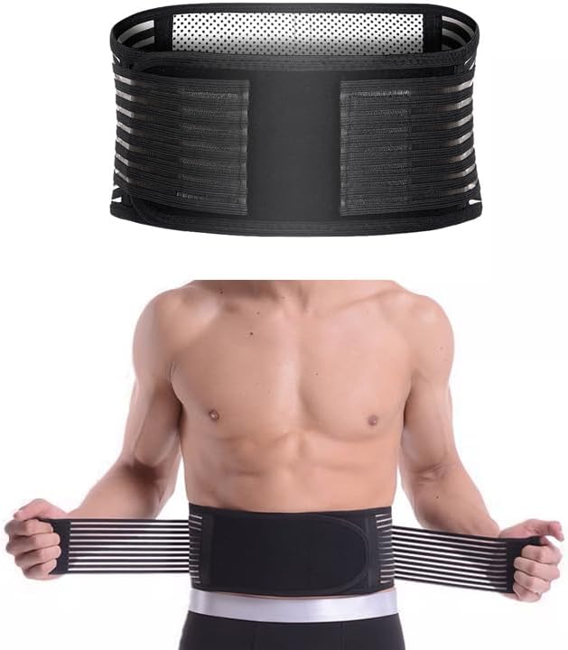 JtsevenySelf-Heating Lower Back Support Belt for Women and Men, Lumbar Support Pain Relief Back Brace With 20 Magnets - Size L (Black)