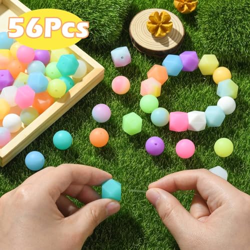 Perles en silicone lumineuses 15mm phosphorescentes pour création - 8