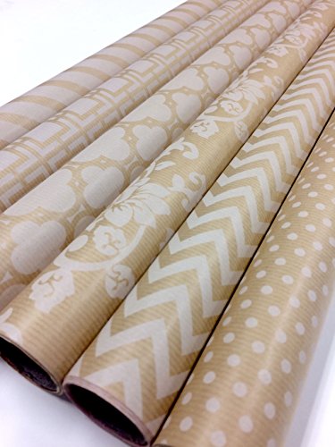 Note Card Cafe Bella Kraft All Occasion Wrapping Paper | 18 Pack | 30 x 120 inch Rolls | Kraft Brown, White | for Birthdays, Weddings, Showers, Gifts, Holidays, Christmas | Recyclable, Biodegradable - Thumbnail 4