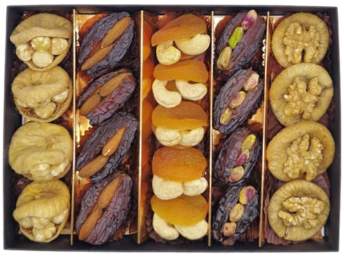 Persis Premium Filled Dried Fruits Gift Box | Figs - Hazelnuts & Walnuts, Medjool Dates - Almonds & Pistachios, Apricots - Cashews | Healthy, Vegan Gift for Easter And Special Occassions | 21 Pieces