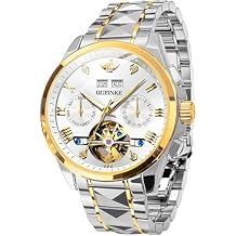 OUPINKE Mens Watch Advanced Design Waterproof Luminous Big Face Skeleton Automatic Business Mechanical Dress Wristwatch