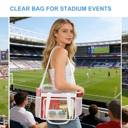 Image of Busiuw Clear Bag for Stadium Events, Stadium Approved 12x12x6 Clear Tote Bag for Sport Fan, Work Concert Travel