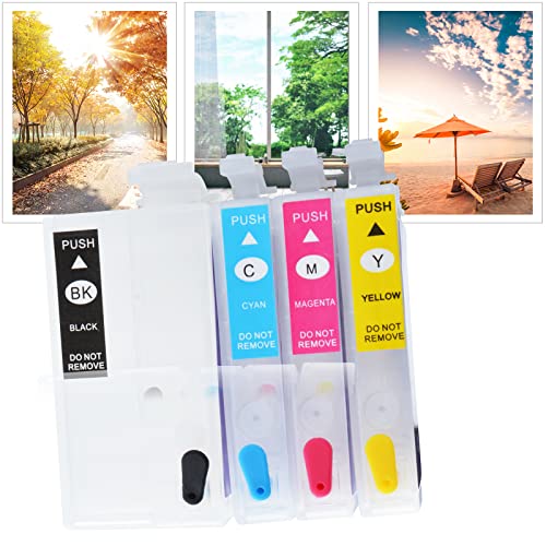4 Pack Replacement Ink Cartridges Empty Refillable Ink Cartridges for WF-3620 WF-3640 WF-7110 WF-7210 WF-7610 WF-7620 WF-7710 WF-7720 Printer Ink Cartridges (Black, Cyan, Magenta, Yellow)