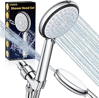 Shower Head with Handheld - VEWO High Pressure Shower Heads with Spray, Built-in Power Wash to Clean Tub, Tile & Pets 6 Spray Setting with Extra 59