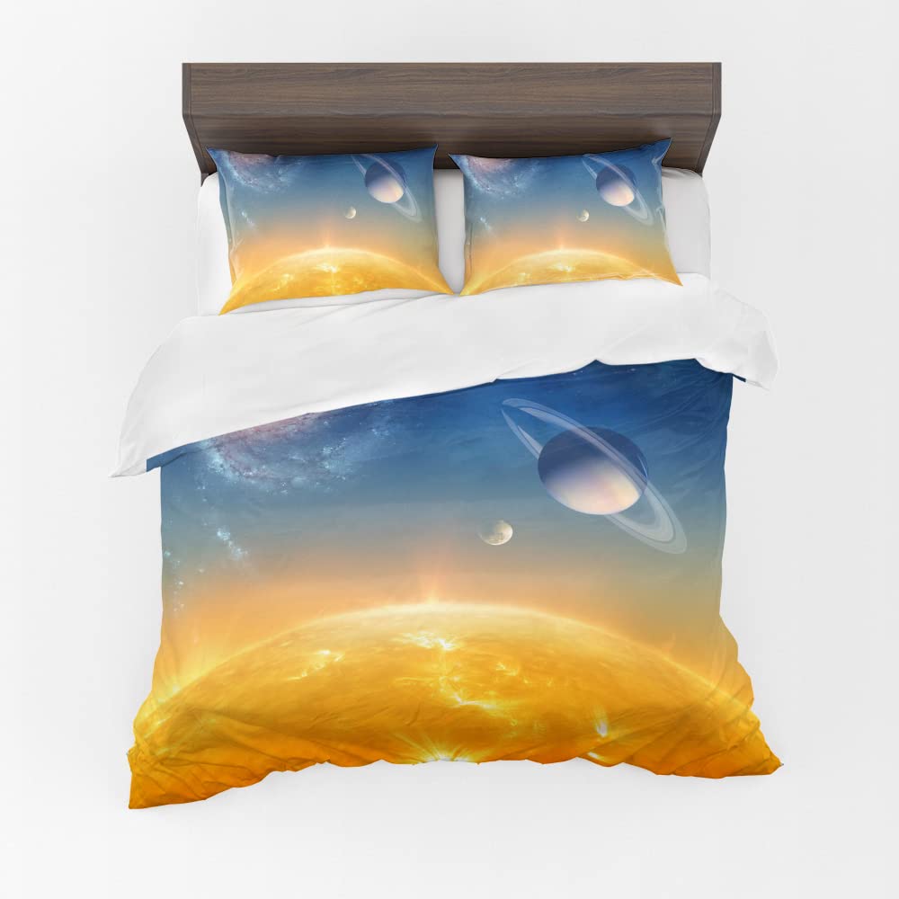 Parure de lit motif 3D ciel étoilé housse de couette douce et taies pour chambre 200x200