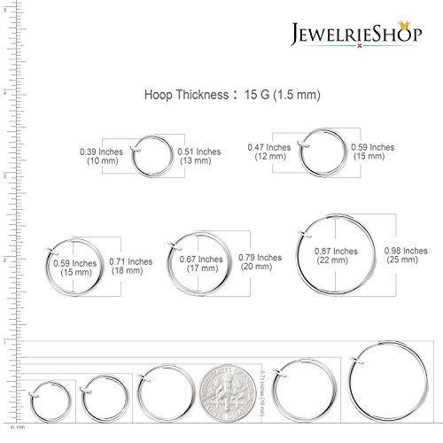 JewelrieShop Clip on Hoop Earrings for Women Fake Nose Ring Faux Lip Septum Ring Fake Cartilage Earrings Spring Endless Hoop Earrings Non Piercing Lobes Men (5 Pairs,13mm-25mm,Mixed Colors/Sized)3