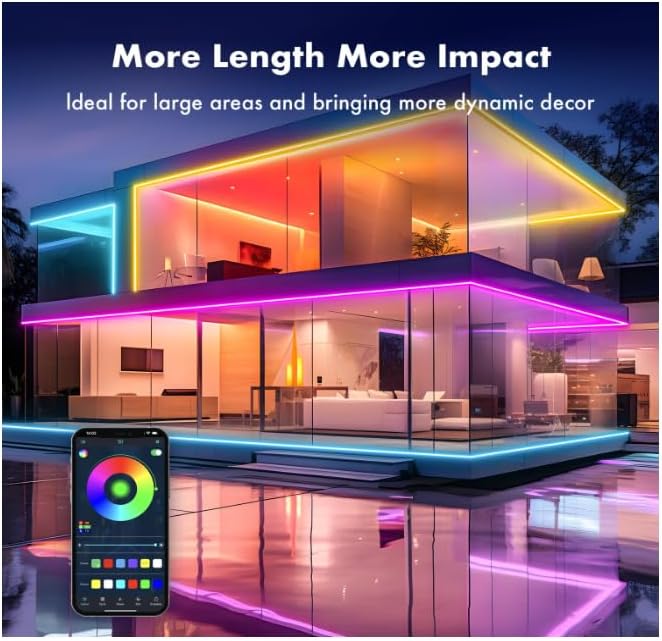 Miniatura 4 de Tira de luces de neón LED RGB de 33 pies, control de aplicación, control remoto IR, impermeable IP67 para exteriores, sincronización de música,