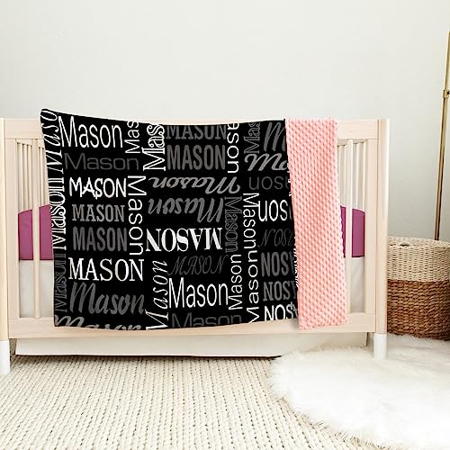 Image of Custom Baby Blanket - Personalized Names Design - Soft Plush Blanket with Double Layer Dotted Backing for Boys Girls Color15(30x40 inches)