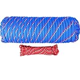 Wellmax Diamond Braid Nylon Rope, 1/2in X 100FT with Bonus 1/4in x25FT Cord UV Resistant, High Strength and Weather Resistant