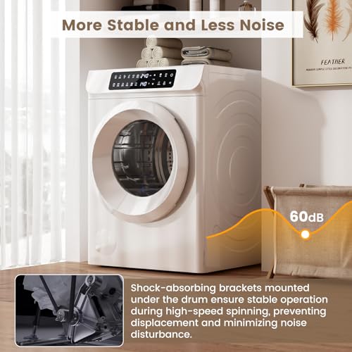 Image of VCJ 3.6 cu.ft Portable Dryer, 1400W Electric Clothes Dryer with 12 Drying Modes & LED Control Panel, Front Load Compact Dryer for Home, Apartment, Dorms