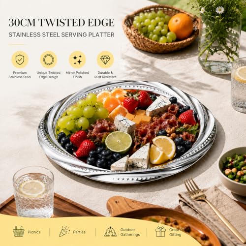 Pack de 6 platos redondos de acero inoxidable miniatura 6