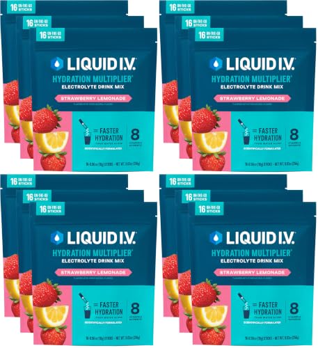 Image of Liquid I.V. Hydration Electrolytes, Strawberry Lemonade, 48 Count (Pack of 4)