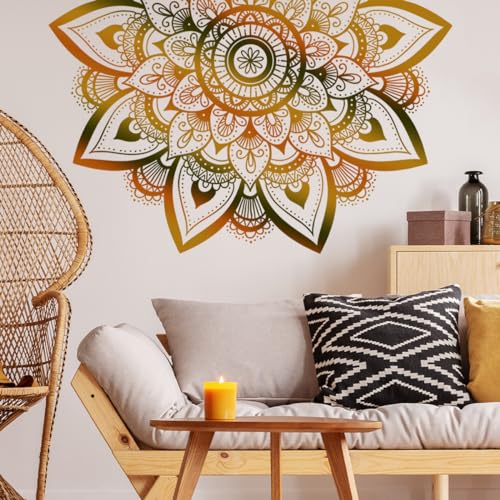 Runtoo Large Mandala Wall Decal Boho Flower Wall Stickers for Liv...