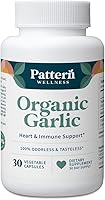 Vista 1 de Pattern Wellness Ajo orgánico inodoro - 1000 mg - Apoya la salud circulatoria e inmune - Sin OMG, sin gluten, vegano - 30 cápsulas