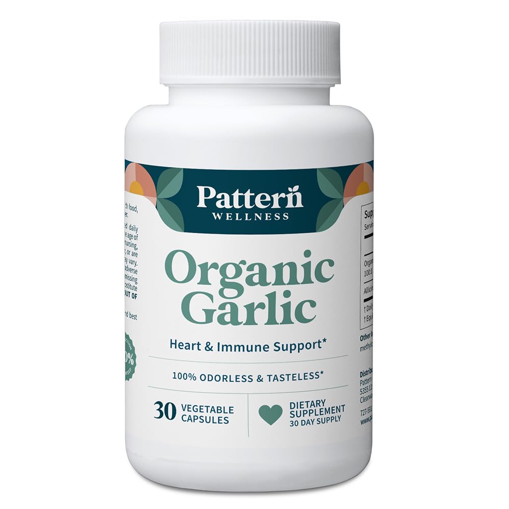 Odorless Organic Garlic - 1000mg - Supports Circulatory & Immune Health - Non-GMO, Gluten Free, Vegan - 30 Capsules