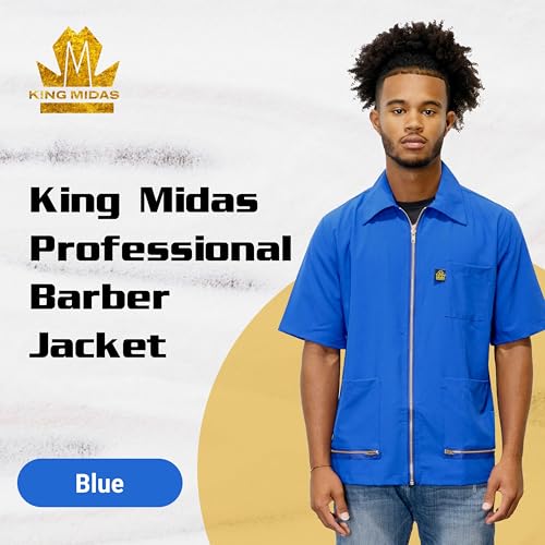 Image of King Midas Professional Barber Jacket for Men - Ultra Lightweight Short Sleeve Barber Smock
