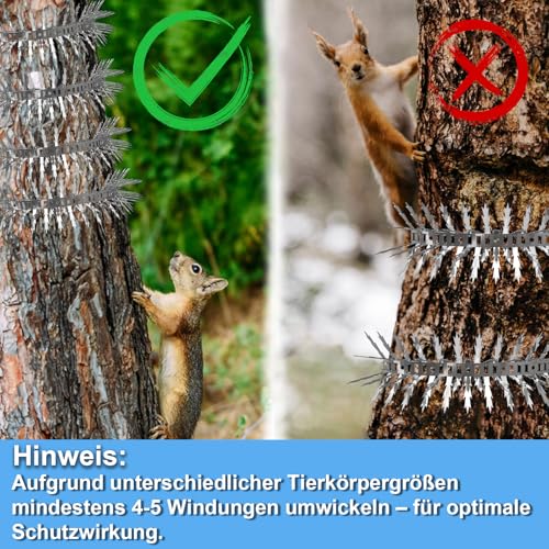 SuperAbound Marderabwehr, Taubenabwehr Spikes, Vogelabwehr, Waschbär Abwehr Marderschutz Fallrohre für Garten, Balkon, Dachboden, Baumschutz, Dachrinnen - 2,2M Edelstahl Ahornblattförmige 5CM Spikes