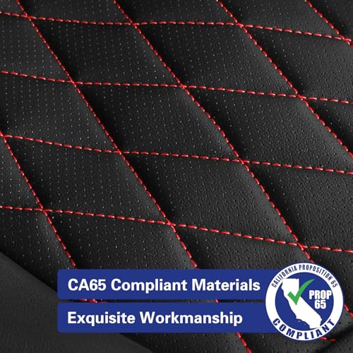 Image of EKR Rav4 Seat Covers Custom Fit for Toyota Rav4 (Hybrid) LE /XLE Premium 2026, Leather Car Seat Cover Full Set for SUV,Faux Leather(Black with Red Piping)