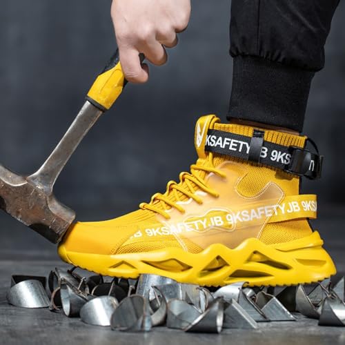 Evontira Steel Toe Shoes for Men, Puncture Proof Slip on Sneakers, Lightweight Breathable Comfortable Industrial Construction Sneakers3