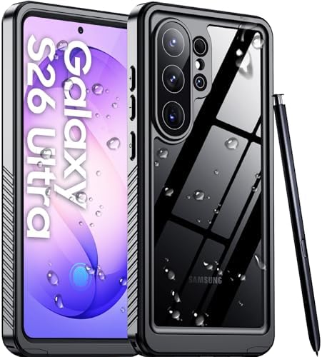 Temdan Designed for Samsung Galaxy S26 Ultra Case Waterproof, Built-in Lens & Screen Protector Military Grade Shockproof Dropproof IP68 Underwater Full Body Phone Case for Galaxy S26 Ultra 6.9"-Black