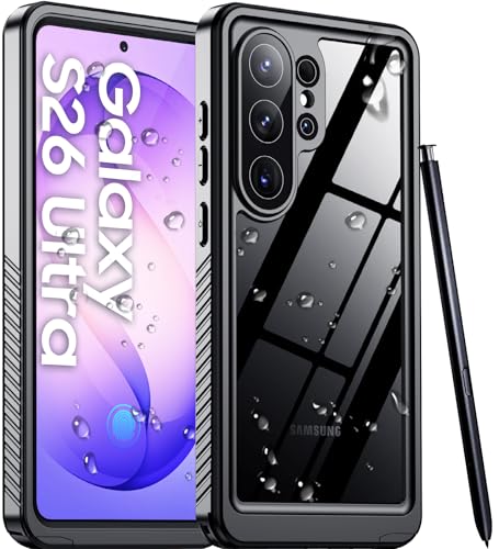 Temdan Designed for Samsung Galaxy S26 Ultra Case Waterproof Built-in Lens & Screen Protector Military Grade Shockproof Dropproof IP68 Underwater Full Body Phone Case for Galaxy S26 Ultra 6.9-Black