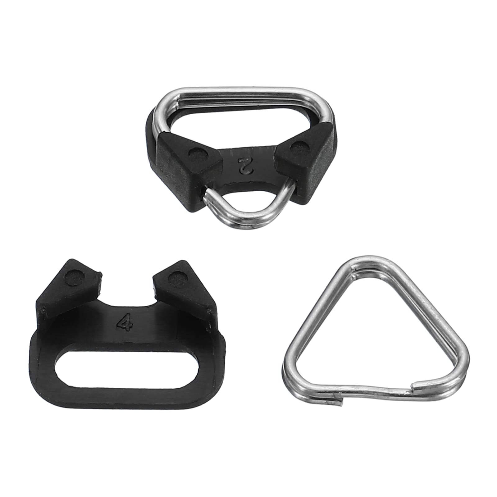 PATIKIL Fotocamera Cinghia Ansa oring, 8pz Metallo Triangolo Diviso oring Gancio Adattatore con Plastica Cappuccio Universale per Fotocamera Tracolla Tracolla, Argento Nero