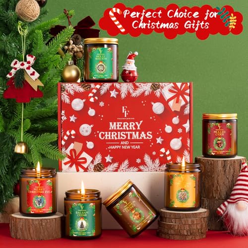 Image of Christmas Candles Set, Scented Candles for Home, 6 Pack Holiday Natural Soy Candles, Christmas Gifts for Women Men, Winter Fragrance of Cedar /Cookies /Cider /Cinnamon /Wreath /Christmas Eve