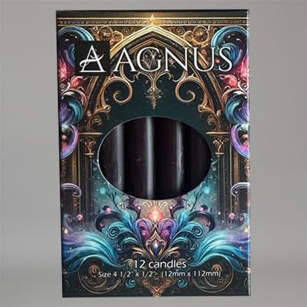 12 Black Protection Magic Spell Candles - Protection 10cm Spell Candles 4.5 100% Natural Christingle Chime Pyramid Christmas Tree Candles – Dripless, Golden Flame – Clean,