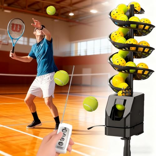 Giuggiolared Máquina de Tenis Entrenamiento de Tenis para Principiantes/Entrenadores, Cualquier Nivel y Edad, Maquina Lanza Pelotas Tenis con Control Remoto, ángulo Ajustable, batería 5200mAh Giuggiolared Máquina de Tenis Entrenamiento de Tenis para Principiantes/Entrenadores, Cualquier Nivel y Edad, Maquina Lanza Pelotas Tenis con Control Remoto, ángulo Ajustable, batería 5200mAh