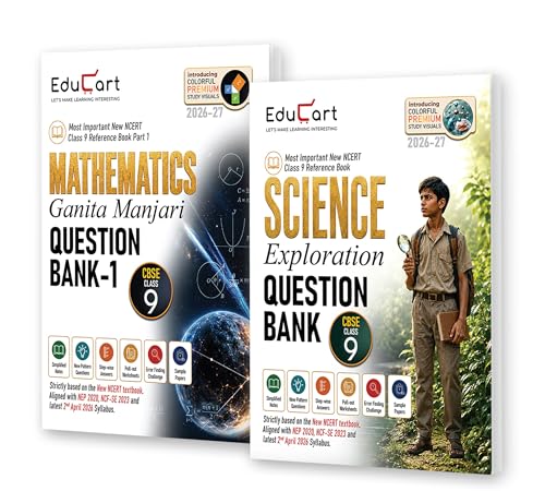 Image of Educart CBSE Class 9 Question Bank 2027 Bundle of 2 Books | New NCERT Based Reference & Guidebook for 2026-27 | Science Exploration & Mathematics Ganita Manjari Part 1 With Pull-Out Worksheets