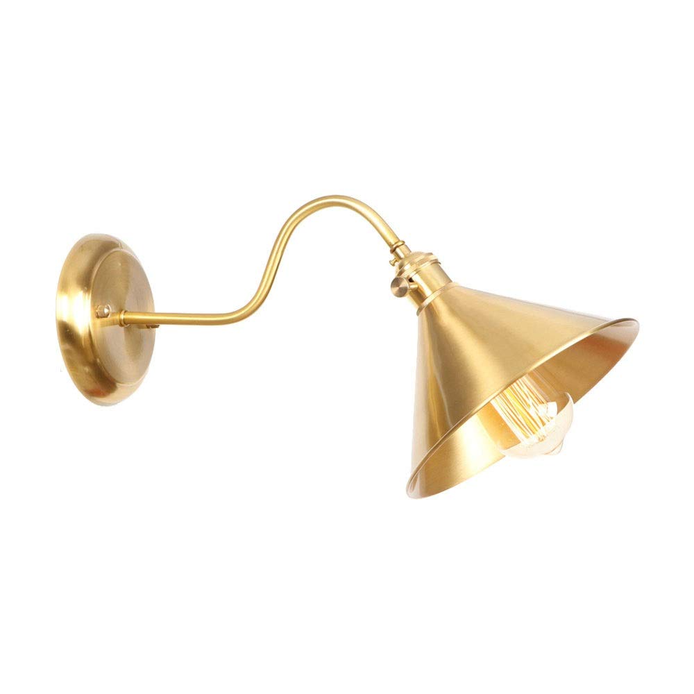 NHPJFDC Wall Mounted Light American Gold Brass Lamp for Loft Bar Restaurant Stair Nordic Retro E27 Copper Sconces Edison Style Lighting T-155
