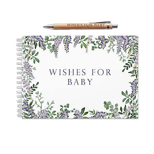 Baby shower baby book wisteria wishes for baby guestbook advice with