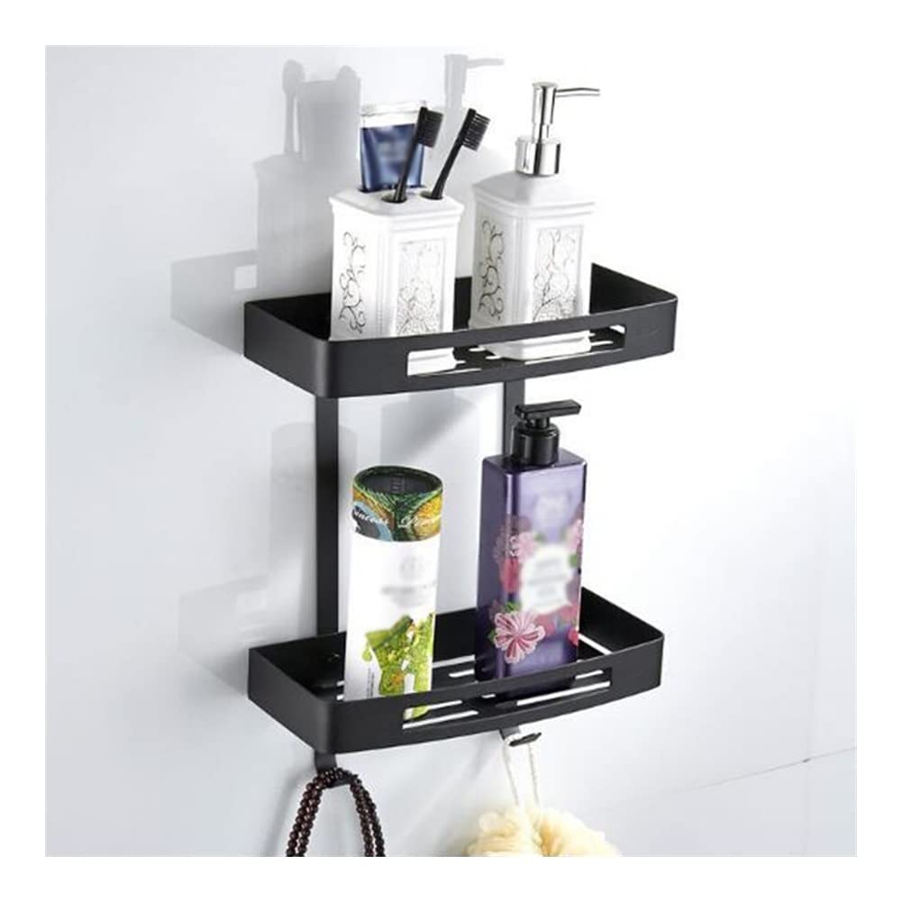 SaryEdge Floating Bathroom Shelves - Corner Shower Caddy - Square Soap & Shampoo Rack - Draining Wall Shelf for Kitchen & Bathroom - Rose Gold Finish,Nero a Du,Nero a Due Ripiani