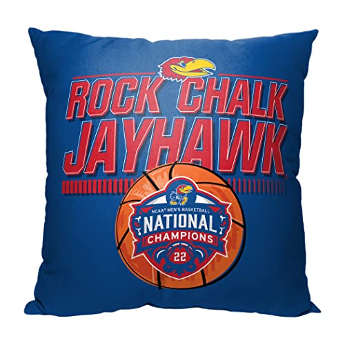 Northwest Kansas Jayhawks 2022 NCAA Men's Basketball Champions Double-Sided Printed Throw Pillow, Soft Decorative Polyester Fan Cushion, Couch Bed or Game Room Decor, 18 x 18 in