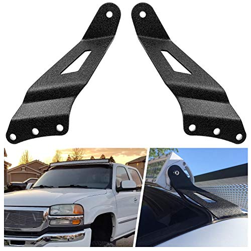 Image of Nilight 90030B 2PCS 50 inch Curved LED Light Bar Bracket at Upper Windshield Roof Cab for 99-06 Chevy Silverado Suburban Avalanche Tahoe & GMC Yukon Sierra, 2 Years Warranty,Black