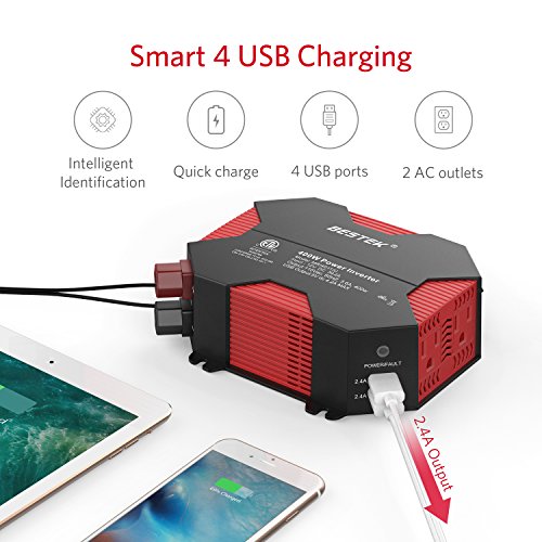 BESTEK 400W Car Power Inverter DC 12V to AC 110V Car Adapter with 5A 4 USB Charging Ports