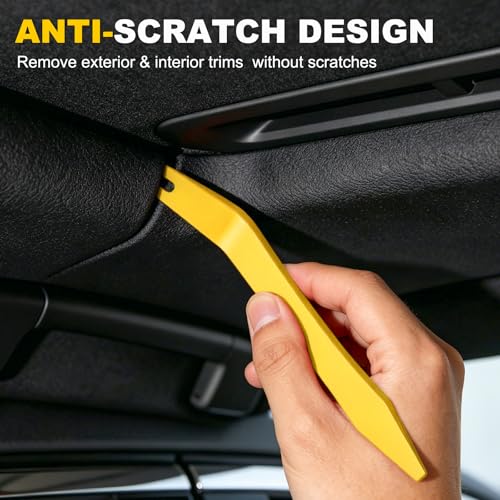 Image of 14PCS Auto Trim Removal Tool kit, Car Clip Removal Tools Kit No Scratch Plastic Pry Tool Door Panel Rivet Pliers Tool Kit,Interior Fastener Puller Set for Vehicle Dash Radio Audio Installer Yellow