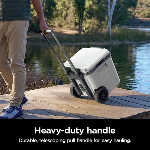 Image of Ninja | Cooler | FrostVault 30QT Cooler with Wheels | Insulated with Temp Dry Storage Drawer | Keeps Ice Cold for Days | for the Beach, Camping, Picnics & More | Cloud White | FB230WH
