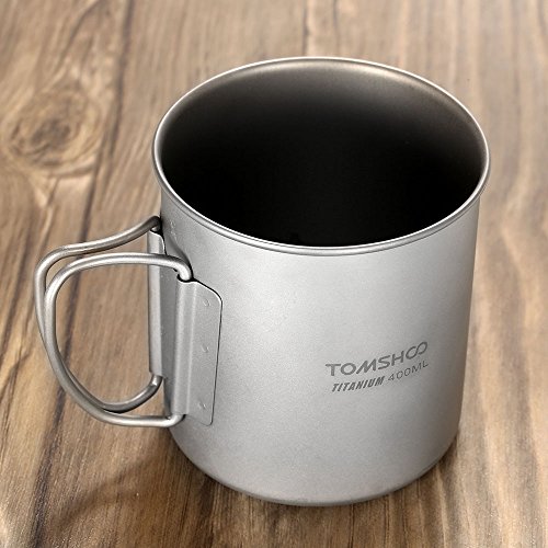 DECDEAL 400 ml Titanium Cup Outdoor Portable Camping Picnic Caneca de copo de água com alça dobrável