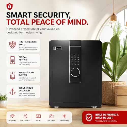 Image of Amazon Basics Pro Gross Capacity - 54L (Net - 49L), Digital Password Safe Locker Box for Home & Office | Electronic Security Locker Safe With Motorized Locking, Strong Steel Body, Anti Theft Design