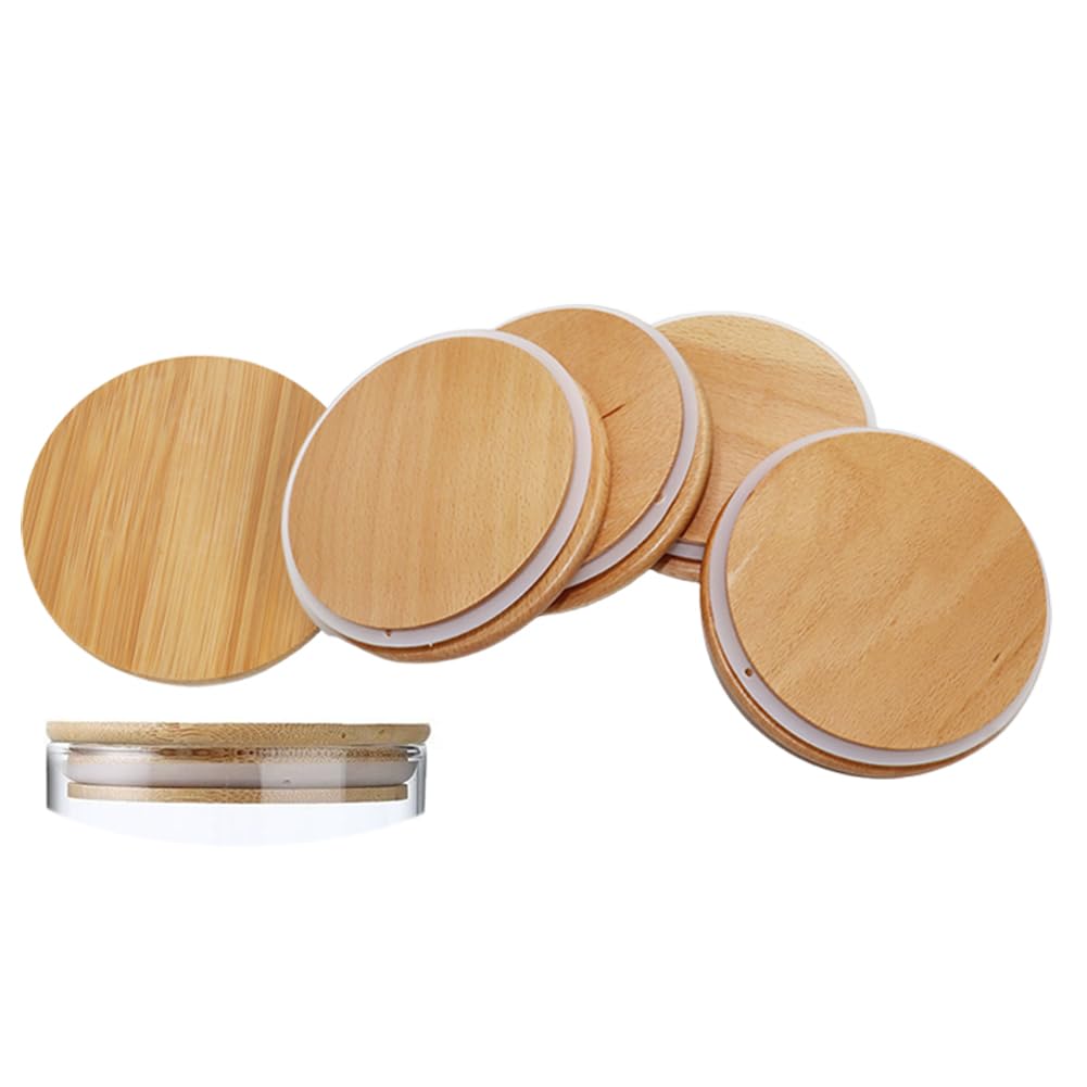 Couvercles de bocaux Mason en bambou 80mm durables et réutilisables | Set de 5