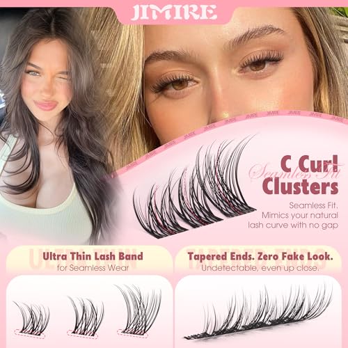 Image of Natural Lash Clusters Wispy 8-12MM Short Eyelash Clusters Wispy Lashes Clusters with Clear Band C-Curly Cluster Eyelash Extensions 120Pcs DIY Lash Extensions at Home by JIMIRE