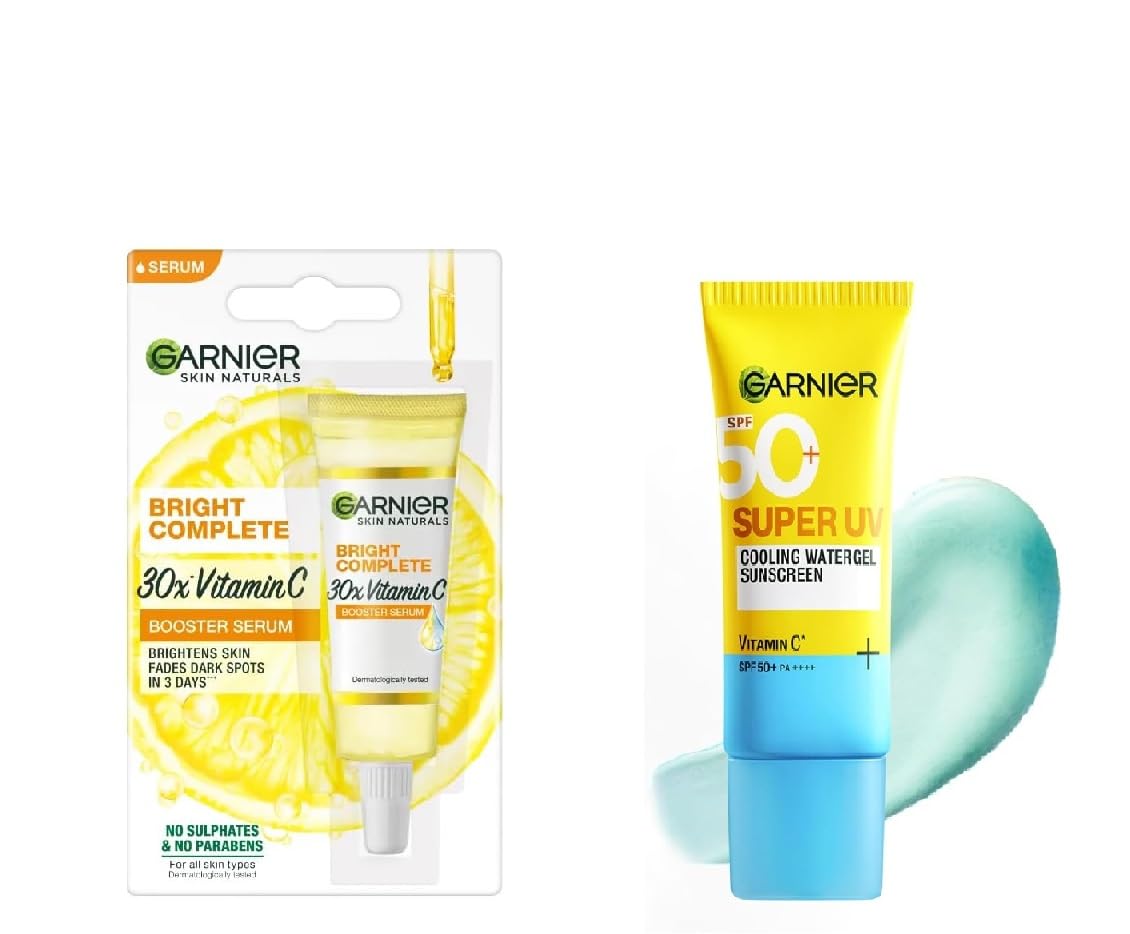 Bright Complete Vitamin C Face Serum 7ml + SPF 50 Cooling Gel Sunscreen 30ml | Dark Spot Reduction & Sun Protection | Lightweight Brightening Combo (SET OF 2)-image-41
