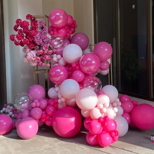 Image of Voircoloria Hot Pink Balloons, 66pack 12inch Dark Pink Latex Party Balloons for Wedding, Birthday, Graduation, Bridal Shower, Baby Shower, Gender Reveal, Anniversary, Anniversary Party Decorations