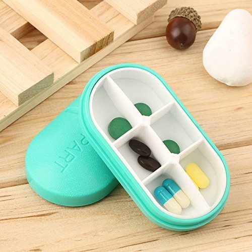 Portable Pill Box with 6 Compartments, Rectangle Shaped Medicine Organizer, Multi Colour-image-41