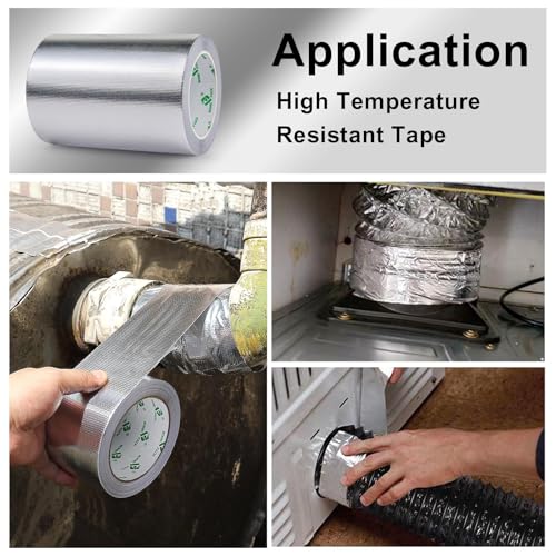 Image of BOMEI PACK Adhesive Aluminum Foil Heat Shield Tape 1Pack 7inch x 66ft Barrier Fiberglass Thermal Insulation Reflective Material High Temp Protectionn
