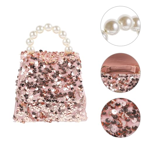 Mini bolso de hombro creativo rosa con asa de perla para regalo 7
